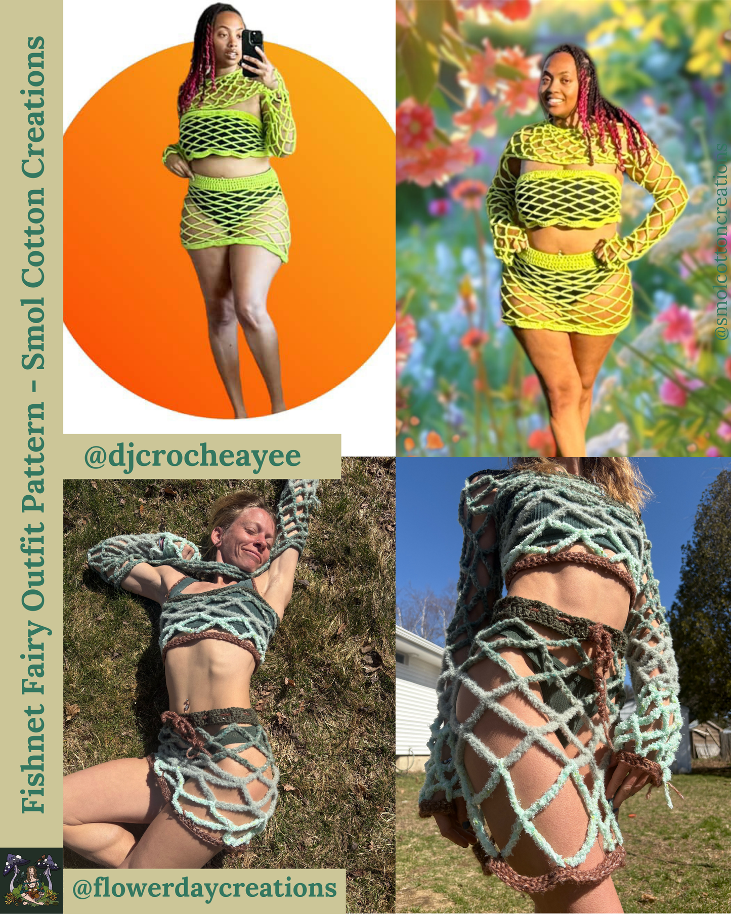 Pattern Bundle: Fishnet Fairy - 3 Patterns in One! - DIY Crochet Festival Outfit 3 PDF Pattern Set
