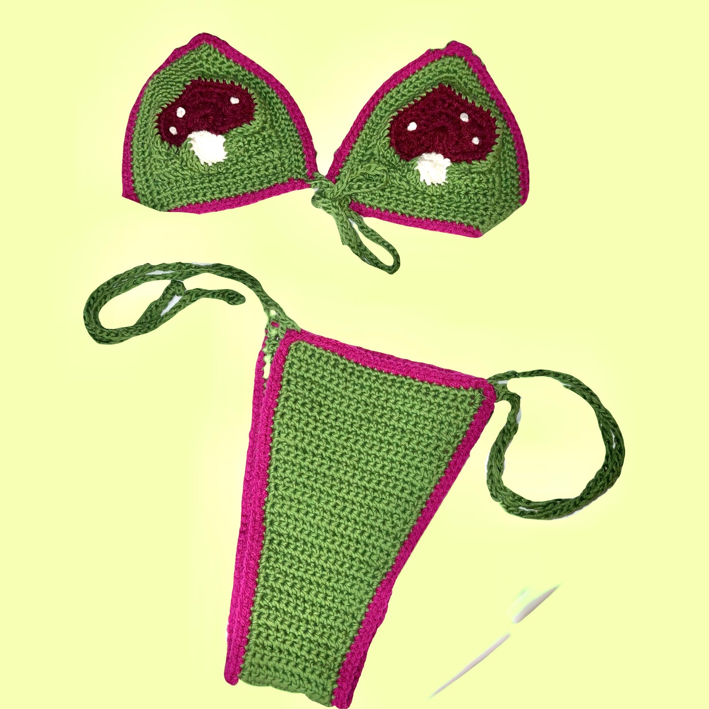 Mystery Mushroom Bikini and Balaclava Crochet Set Size Medium