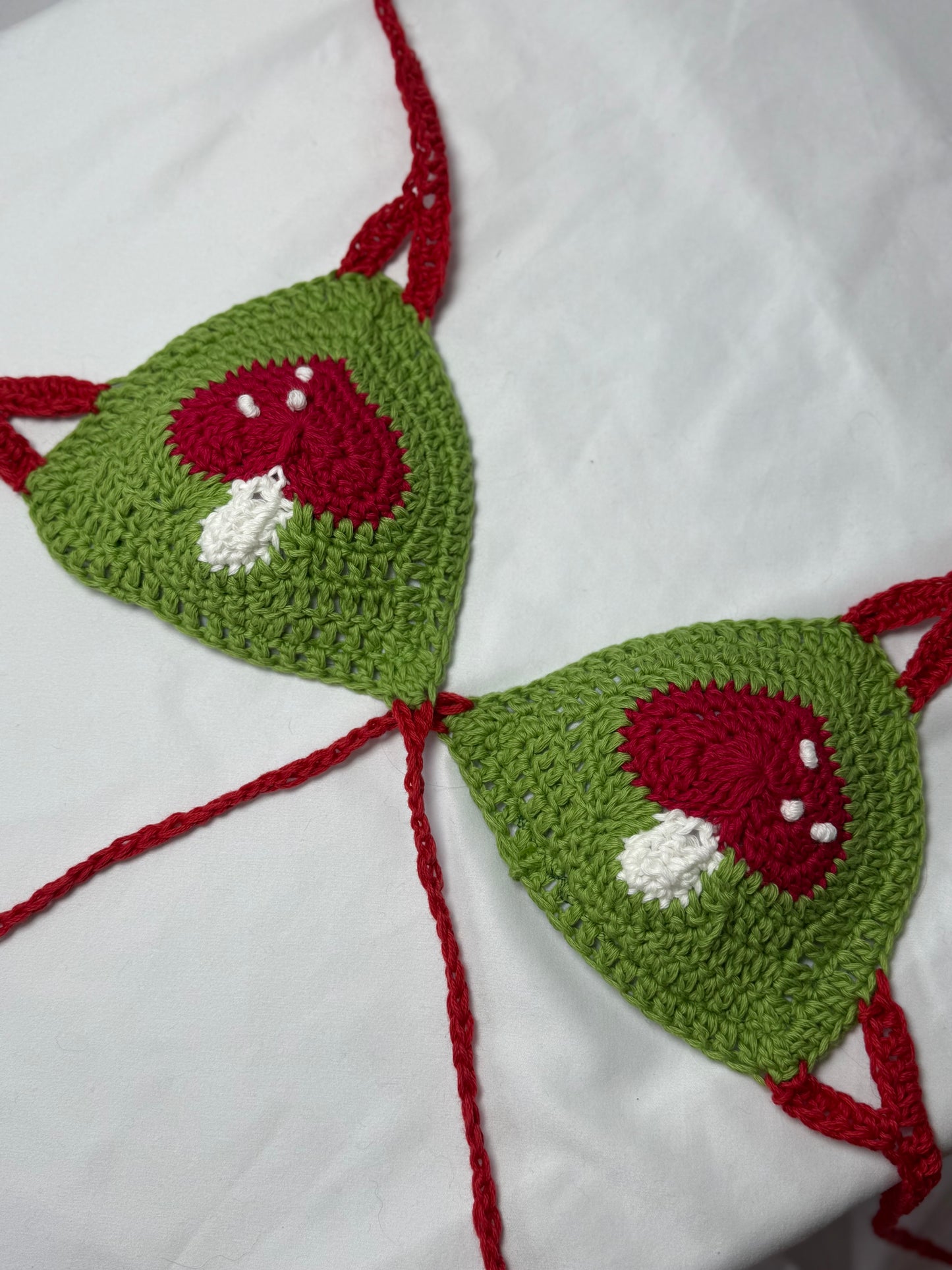 MTO Padded Mushroom Bra Top - Handmade Crochet Ravewear Bikini Top