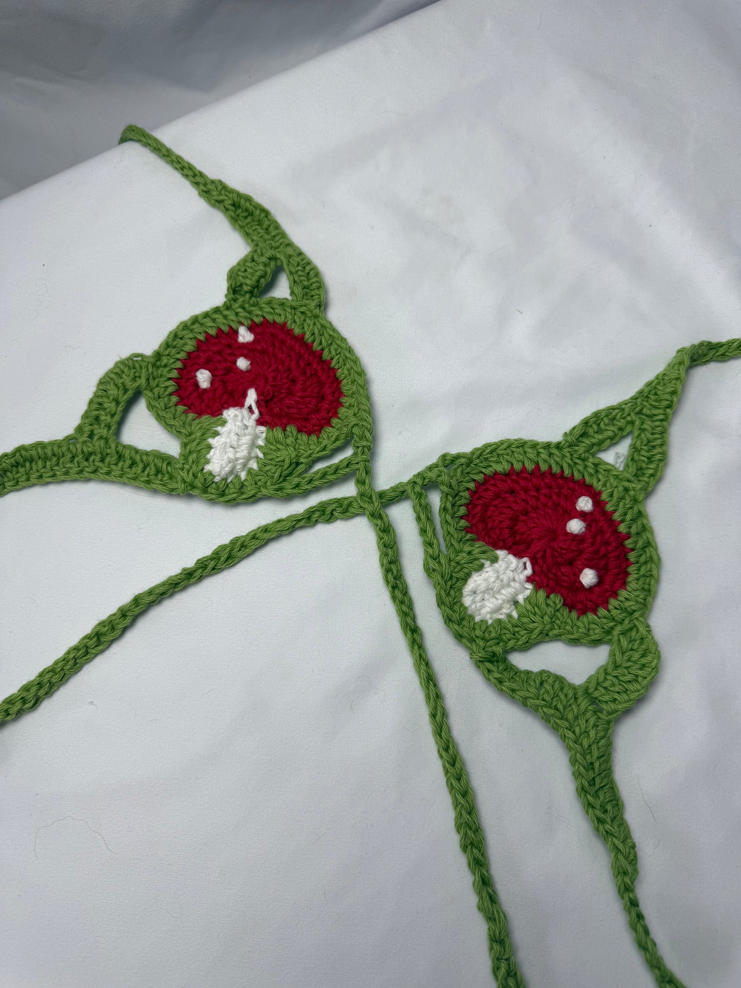 MTO Mushroom Micro Bikini (4x4”) - Tiny Crochet Ravewear Swim & Festival Set