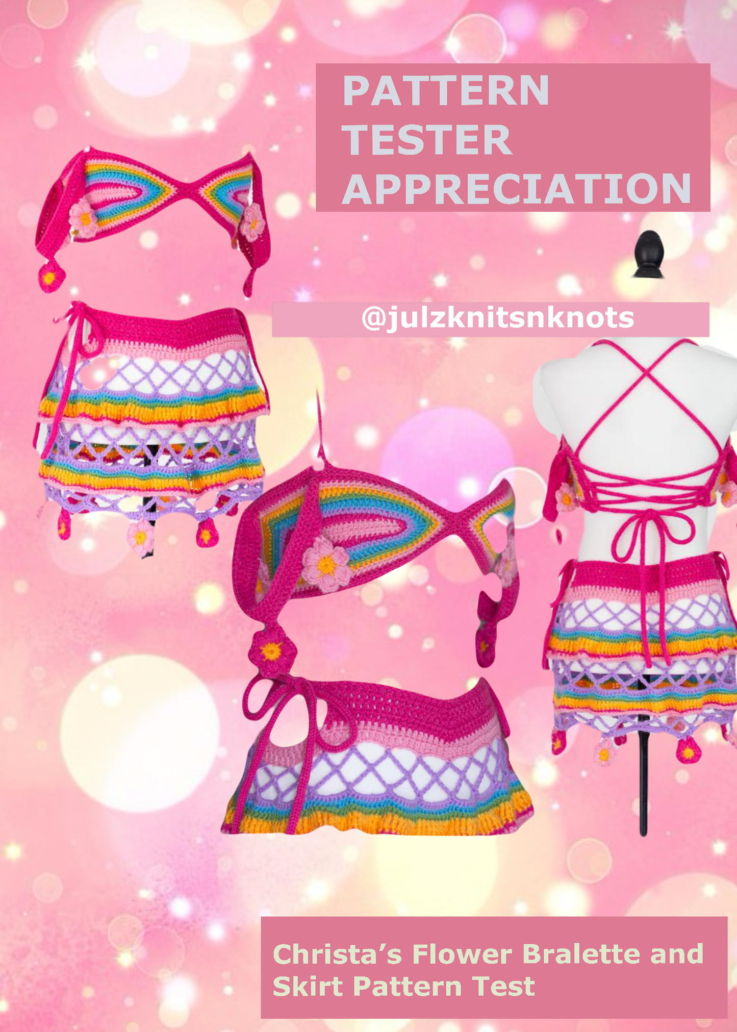 Christa’s Flower Bralette and Fishnet Skirt - DIY Crochet Fairycore Festival PDF Pattern Set