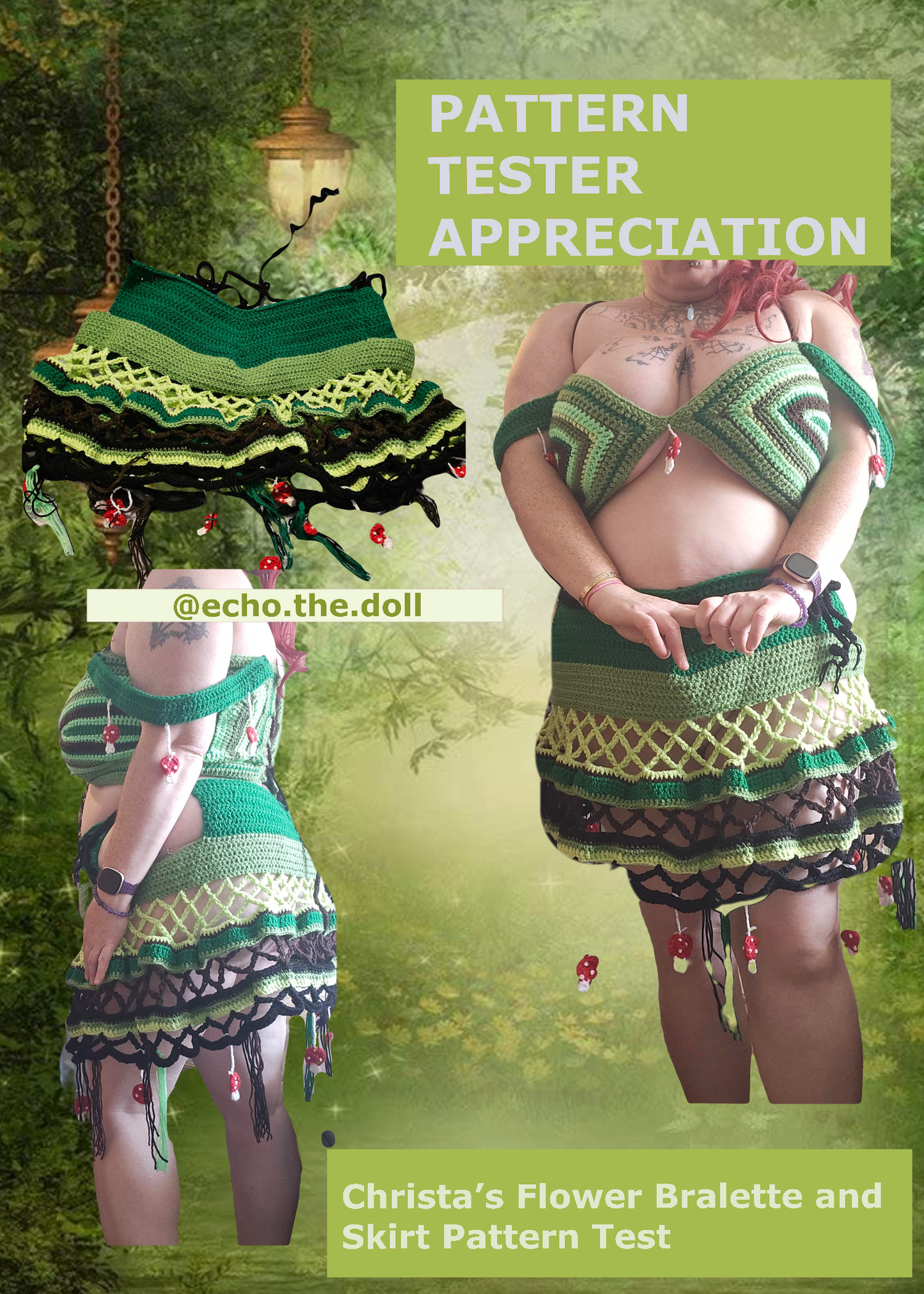 Christa’s Flower Bralette and Fishnet Skirt - DIY Crochet Fairycore Festival PDF Pattern Set