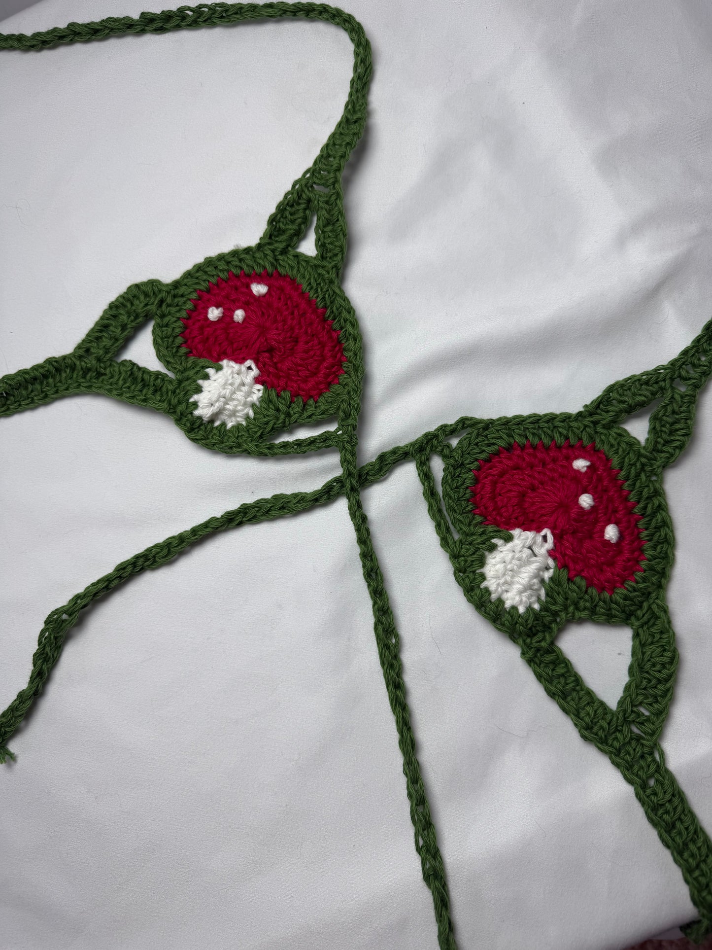 MTO Mushroom Micro Bikini (4x4”) - Tiny Crochet Ravewear Swim & Festival Set