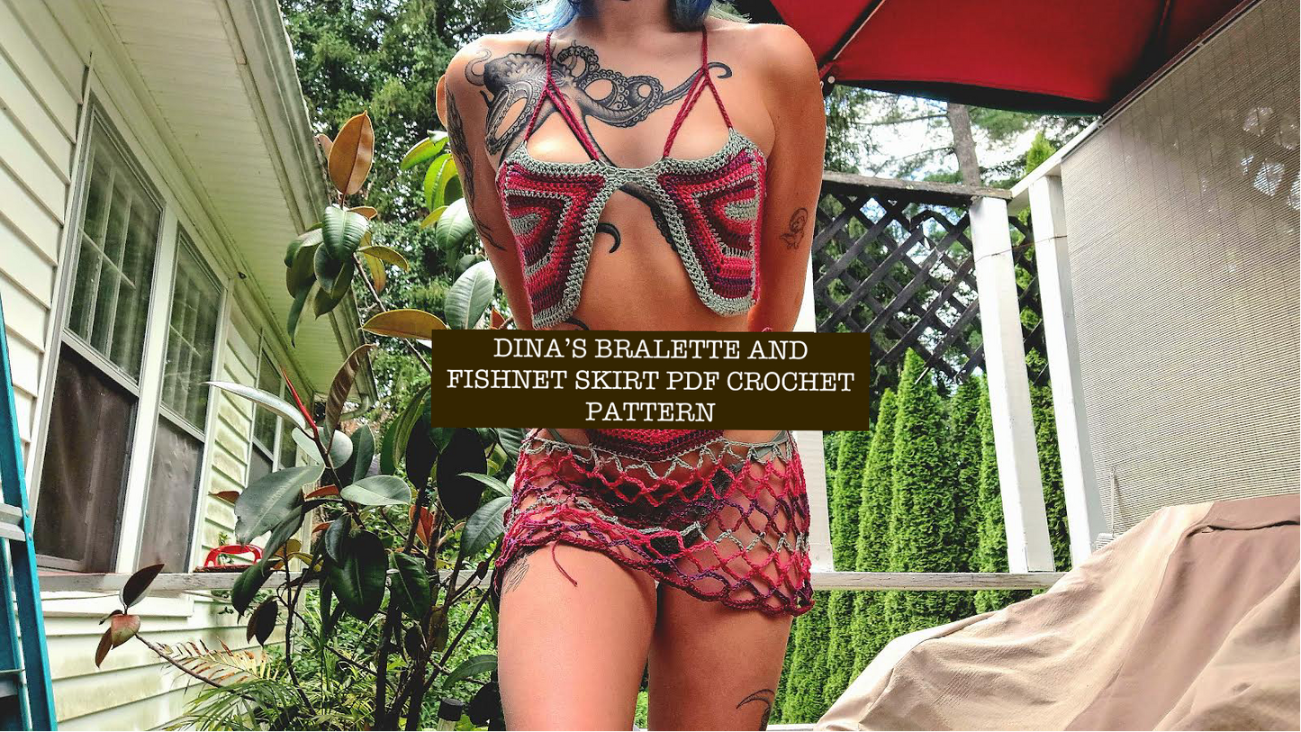 Dina’s Bralette and Fishnet Skirt - DIY Crochet Festival Outfit PDF Pattern Set