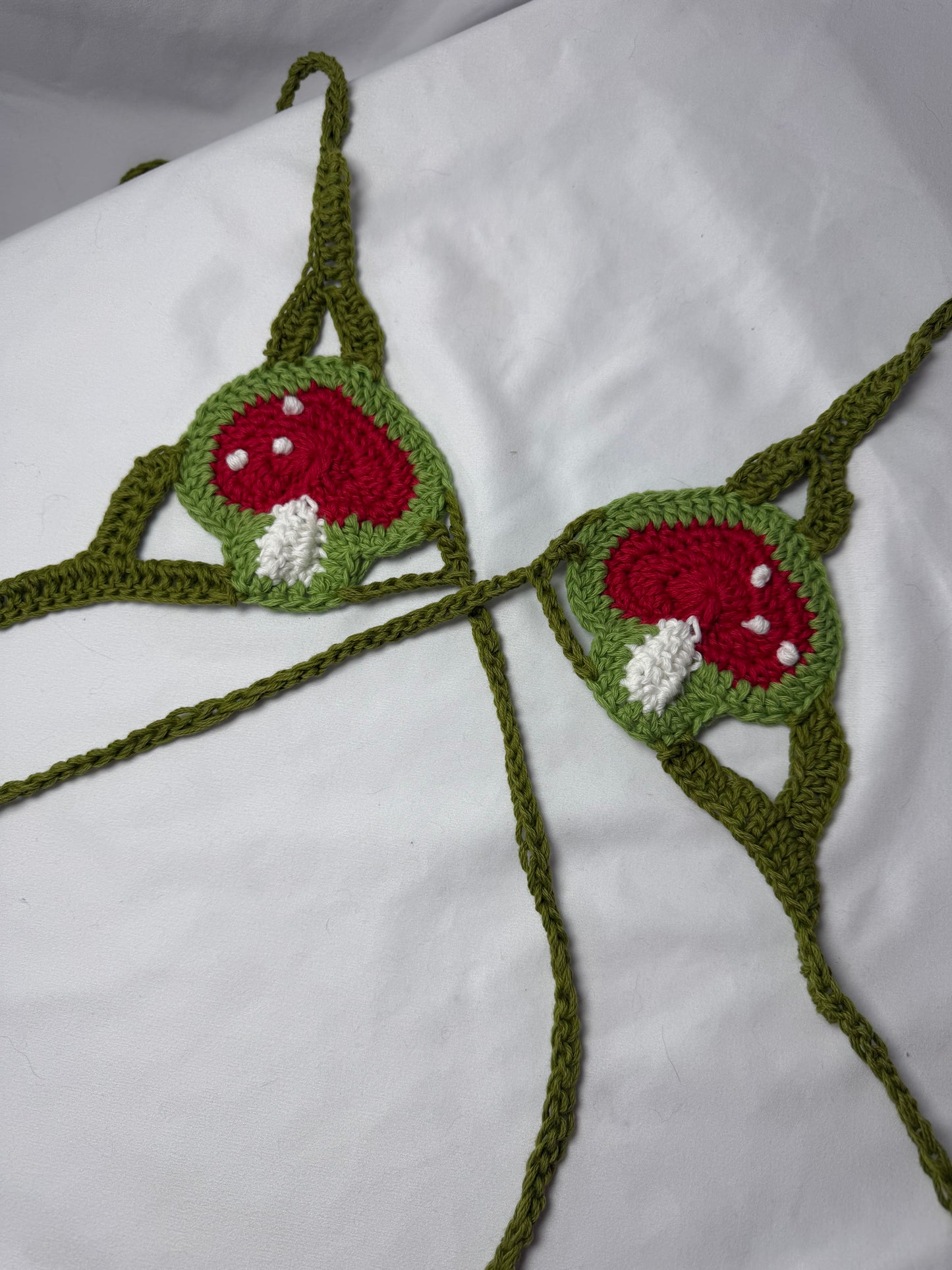 MTO Mushroom Micro Bikini (4x4”) - Tiny Crochet Ravewear Swim & Festival Set