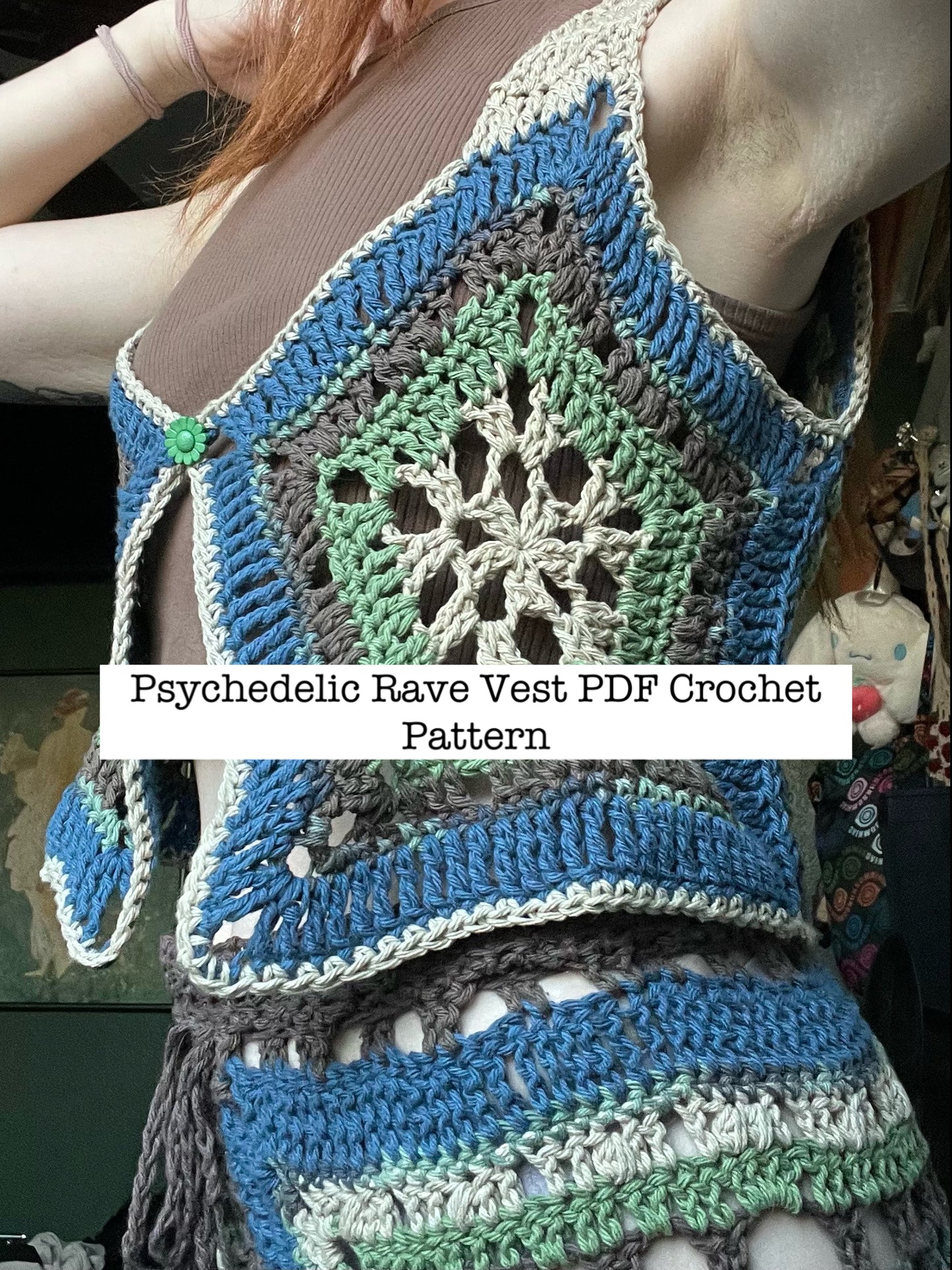 Psychedelic Rave Vest - DIY Crochet Unisex Festival Vest PDF Pattern