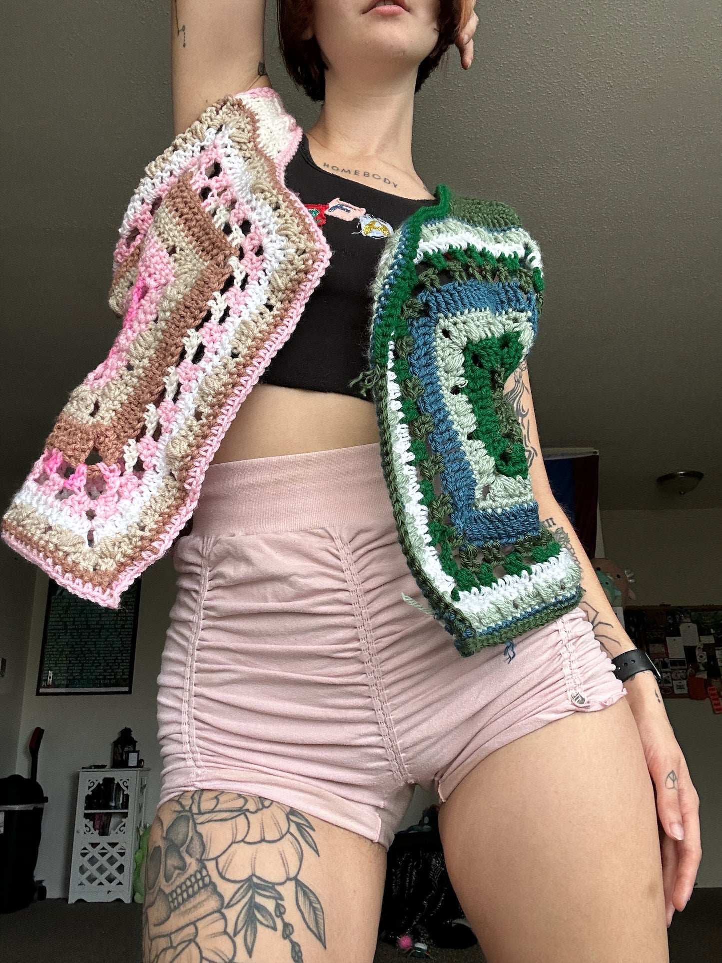 Psychedelic Rave Vest & Shorts - DIY Crochet Ravewear Unisex Festival Outfit PDF Pattern Set