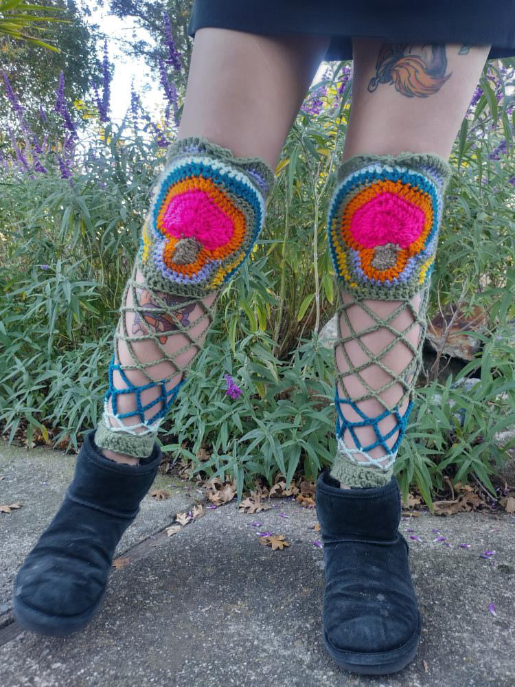 Mushroom Fae Leg Warmers - DIY Crochet Festival Leg Warmers PDF and Video Pattern
