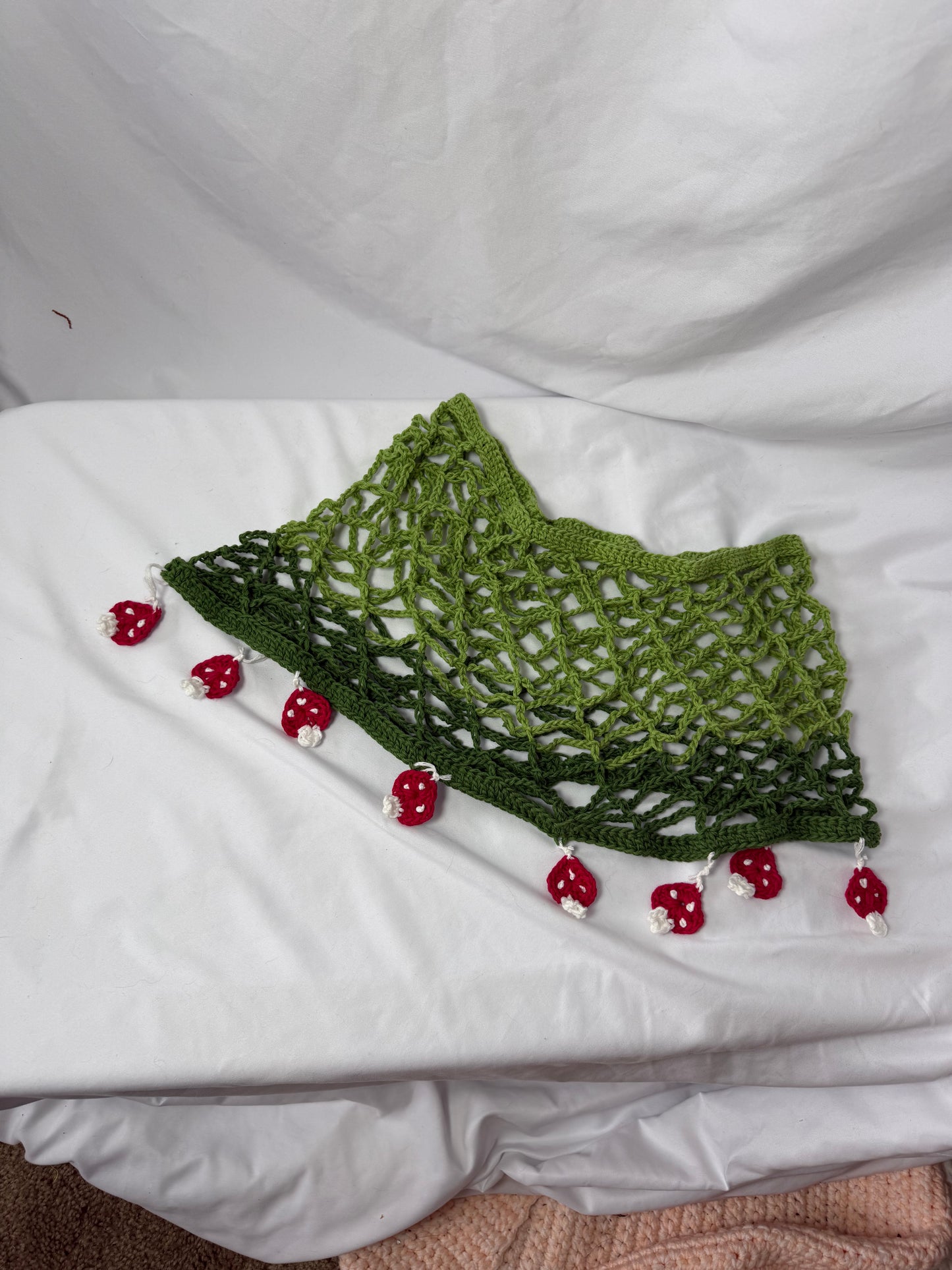 MTO Fishnet Mushroom Mini Skirt - Handmade Crochet Ravewear Skirt