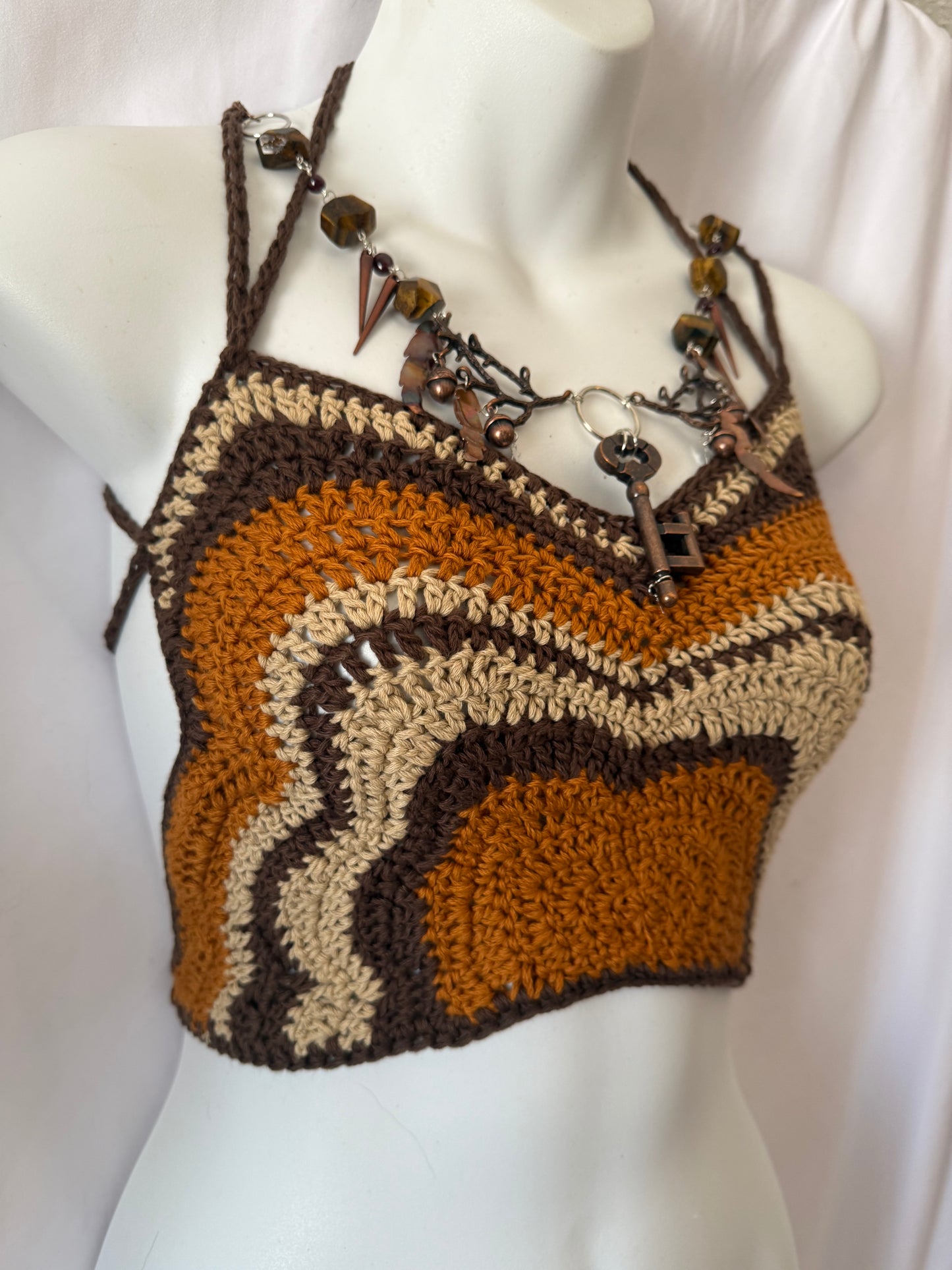 Handmade crochet festival top in organic cotton.
