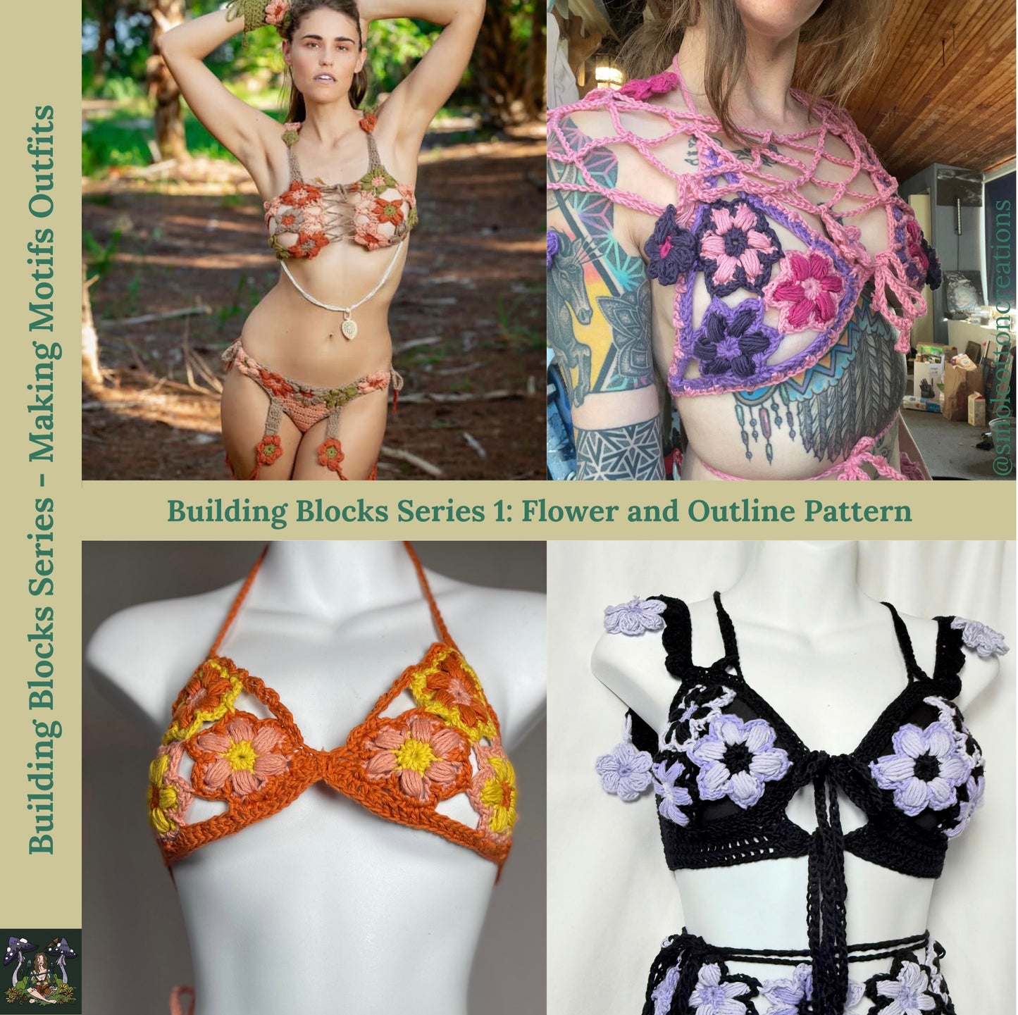 Building Blocks Series 1: DIY Puff Flower and Outline VIDEO Crochet Appliqué Pattern