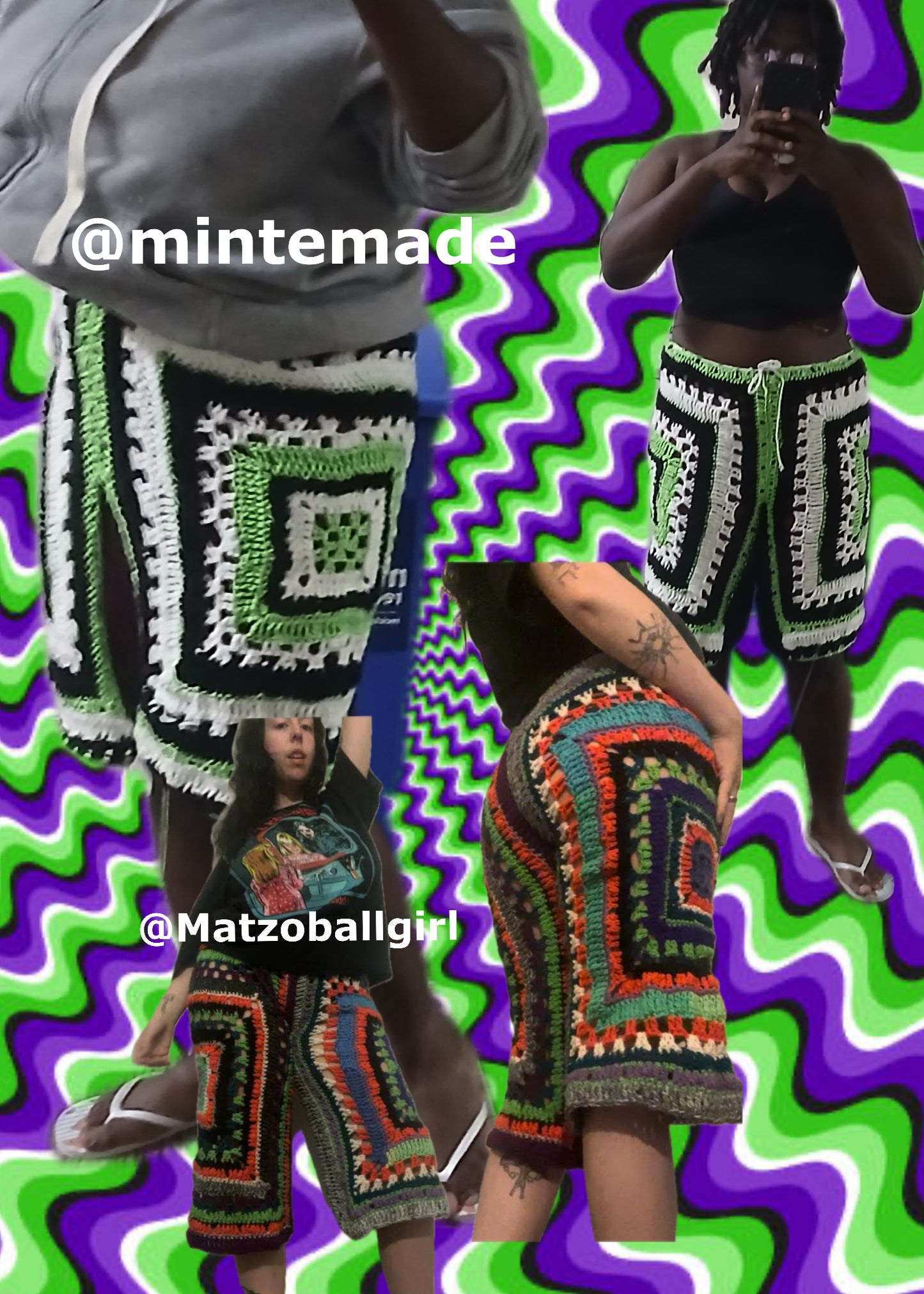 Psychedelic Shorts - DIY Crochet Unisex Festival Shorts PDF Pattern