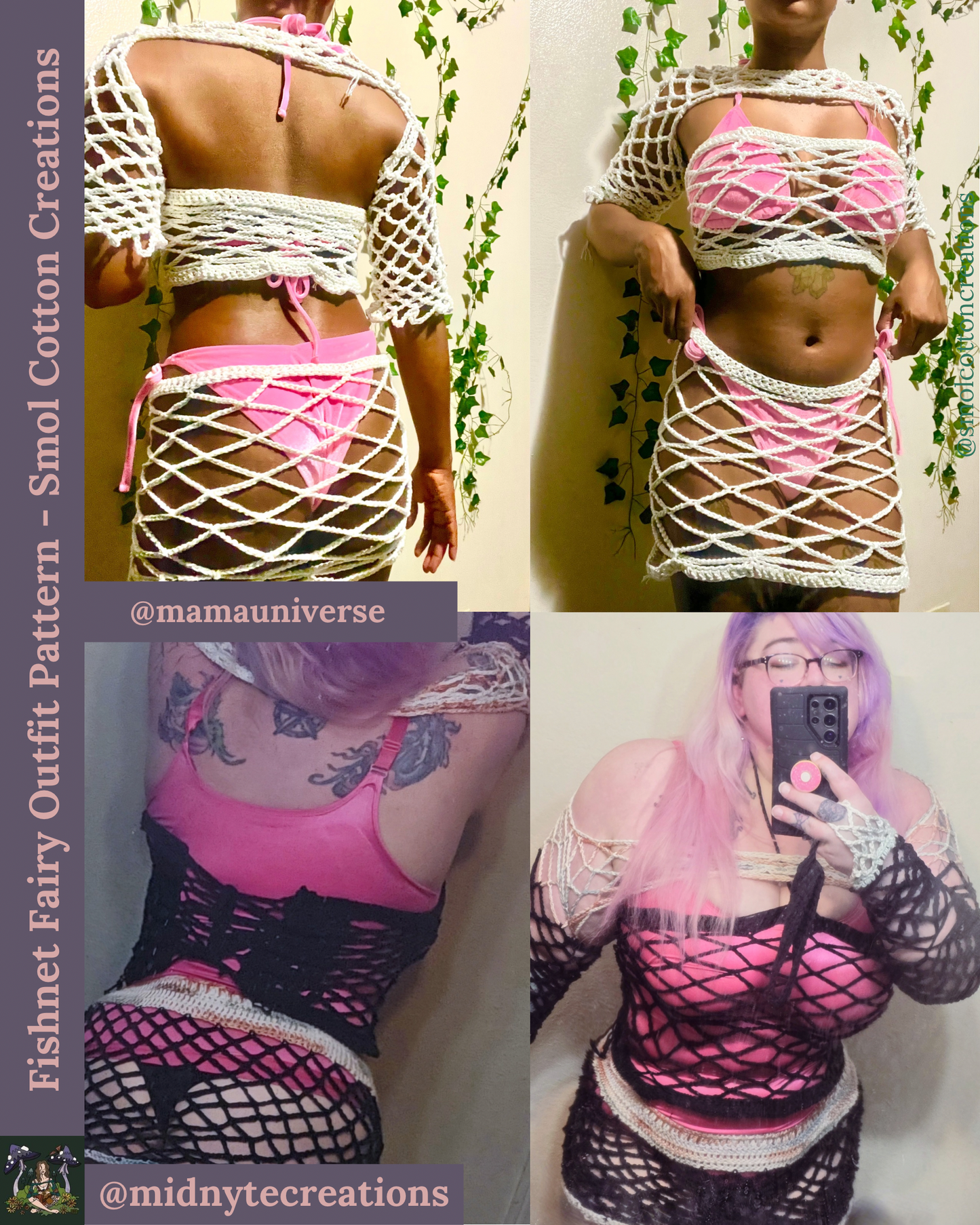 Pattern Bundle: Fishnet Fairy - 3 Patterns in One! - DIY Crochet Festival Outfit 3 PDF Pattern Set