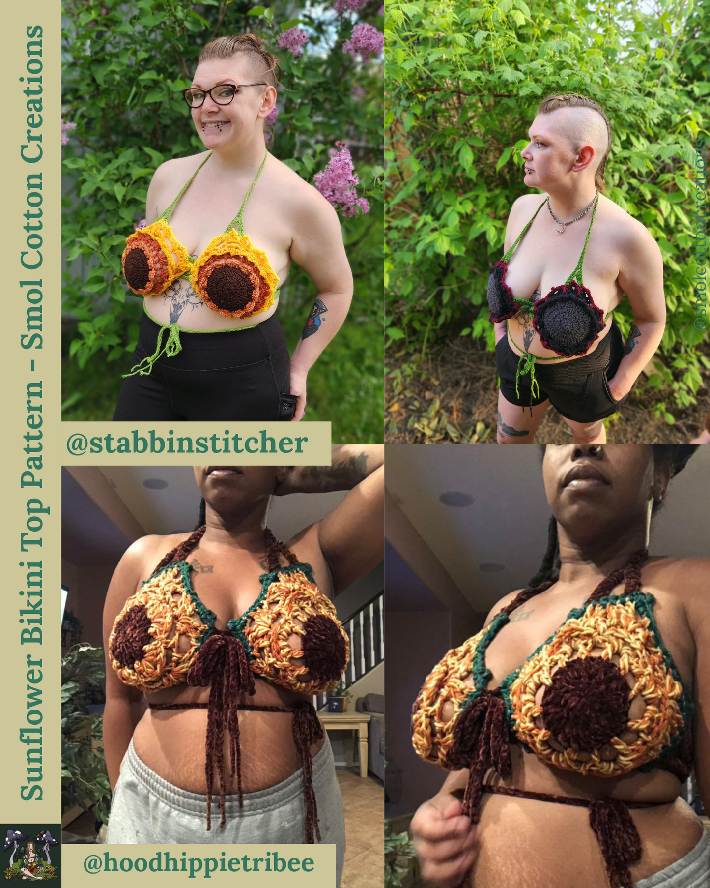 Sunflower Bikini Top - DIY Crochet Festival Top PDF Pattern