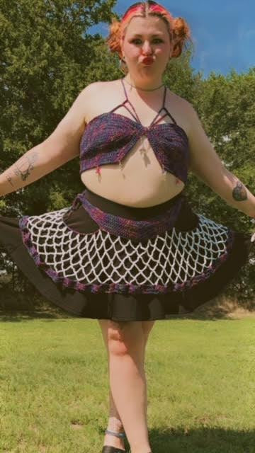 Dina’s Bralette and Fishnet Skirt - DIY Crochet Festival Outfit PDF Pattern Set