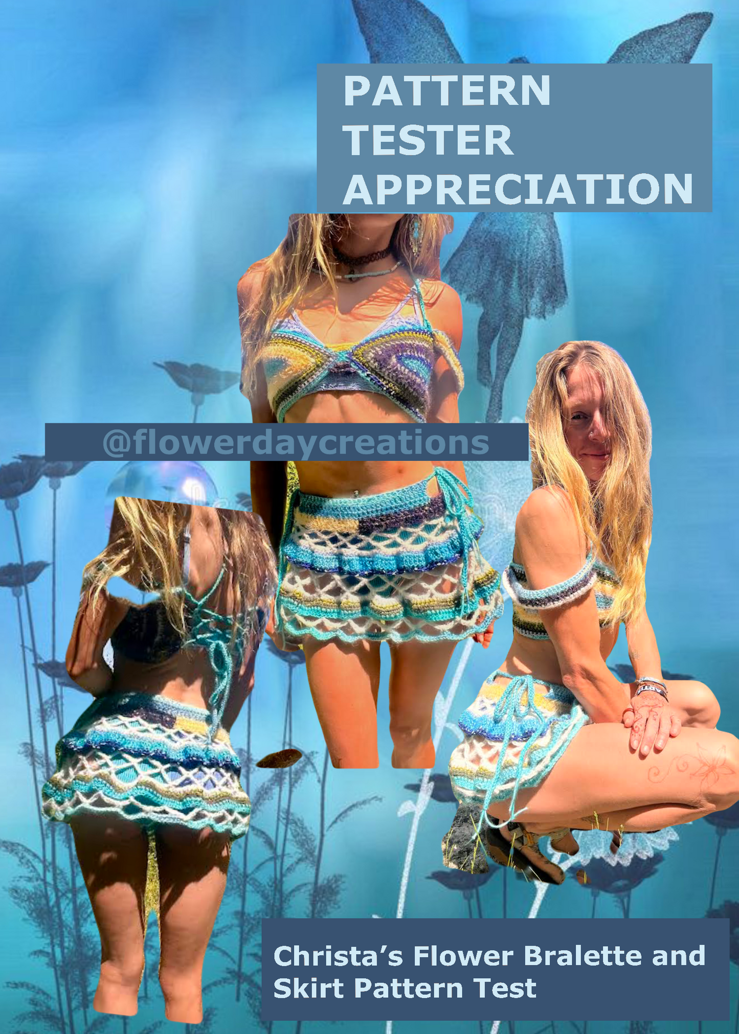 Christa’s Flower Bralette and Fishnet Skirt - DIY Crochet Fairycore Festival PDF Pattern Set