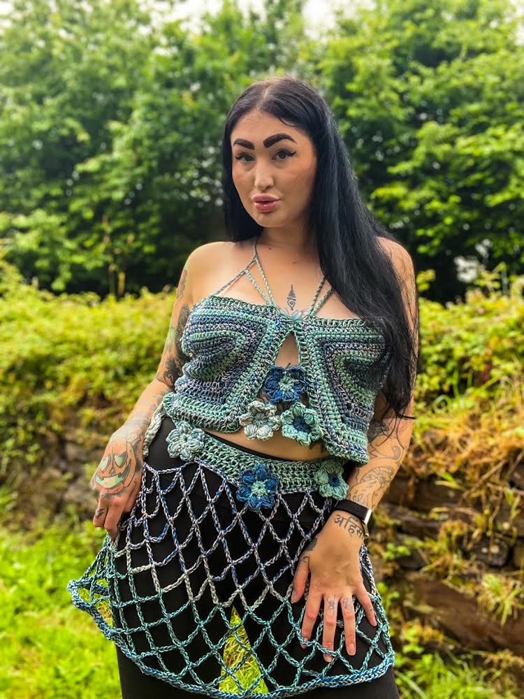 Dina’s Bralette and Fishnet Skirt - DIY Crochet Festival Outfit PDF Pattern Set