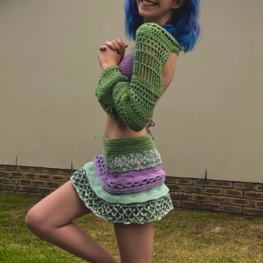 Tiered Skirt With Waistband (with fishnet options) - DIY Crochet Festival Skirt PDF Pattern