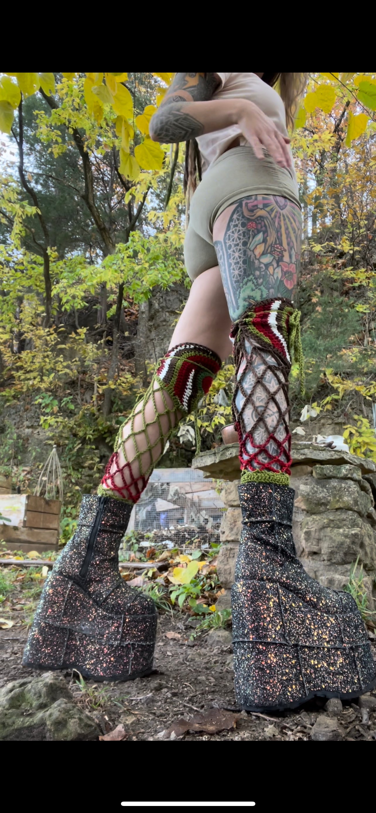 Mushroom Fae Leg Warmers - DIY Crochet Festival Leg Warmers PDF and Video Pattern