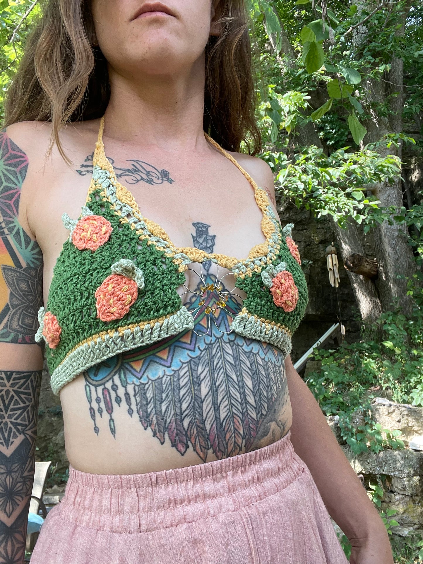 Strawberry Bloom Bikini Top