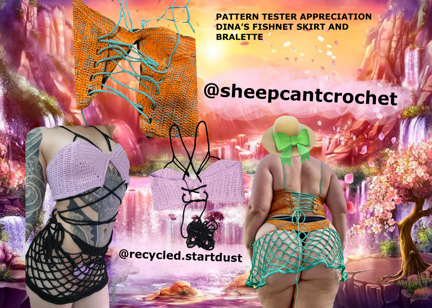 Dina’s Bralette and Fishnet Skirt - DIY Crochet Festival Outfit PDF Pattern Set