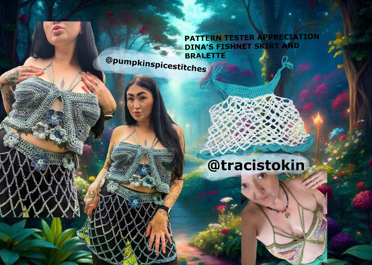 Dina’s Bralette and Fishnet Skirt - DIY Crochet Festival Outfit PDF Pattern Set