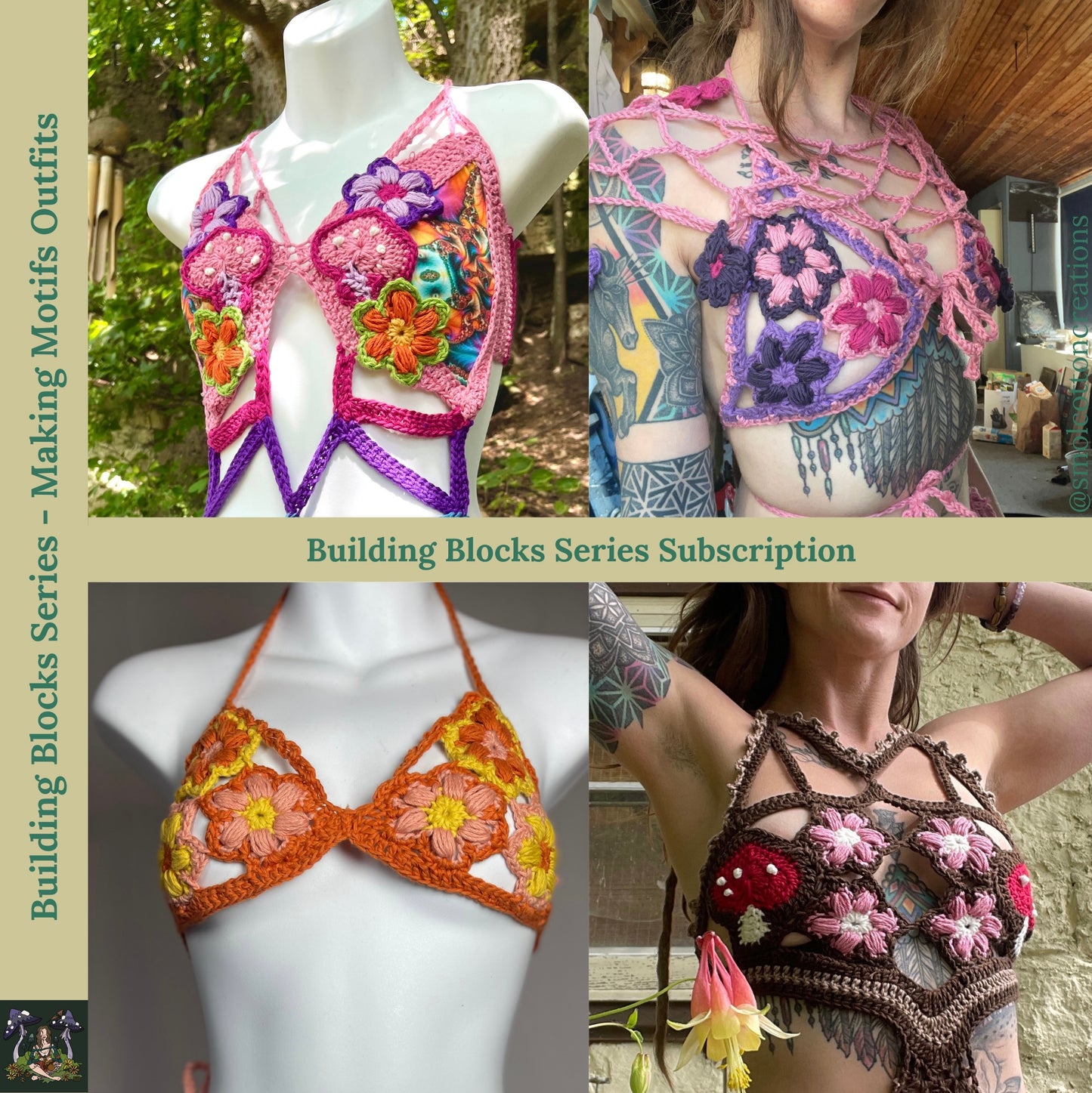 Building Blocks Series 1: DIY Puff Flower and Outline VIDEO Crochet Appliqué Pattern