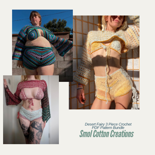 Desert Fairy Pattern Bundle (Bolero, Bralette & Shorts) - DIY Crochet Festival 3 Piece PDF Pattern Set