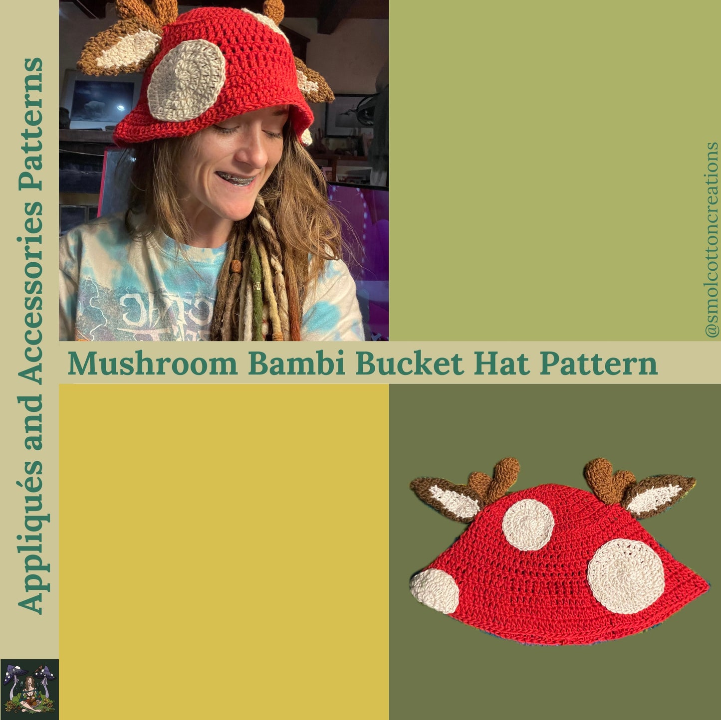 Mushroom Bambi Bucket Hat - DIY Crochet Festival Bucket Hat PDF Pattern