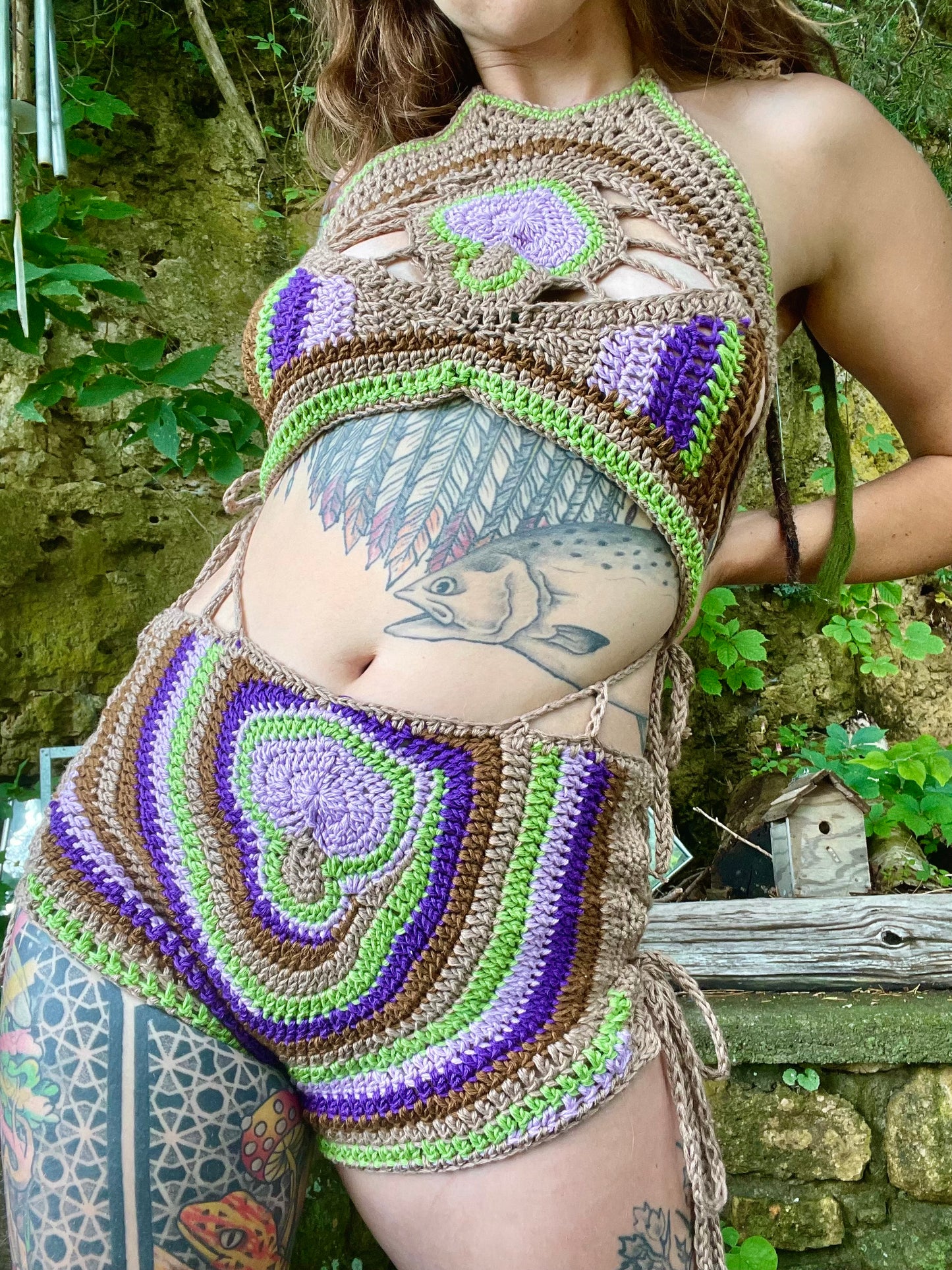 Natures Sight Spiral Mushroom Top and Shorts Set