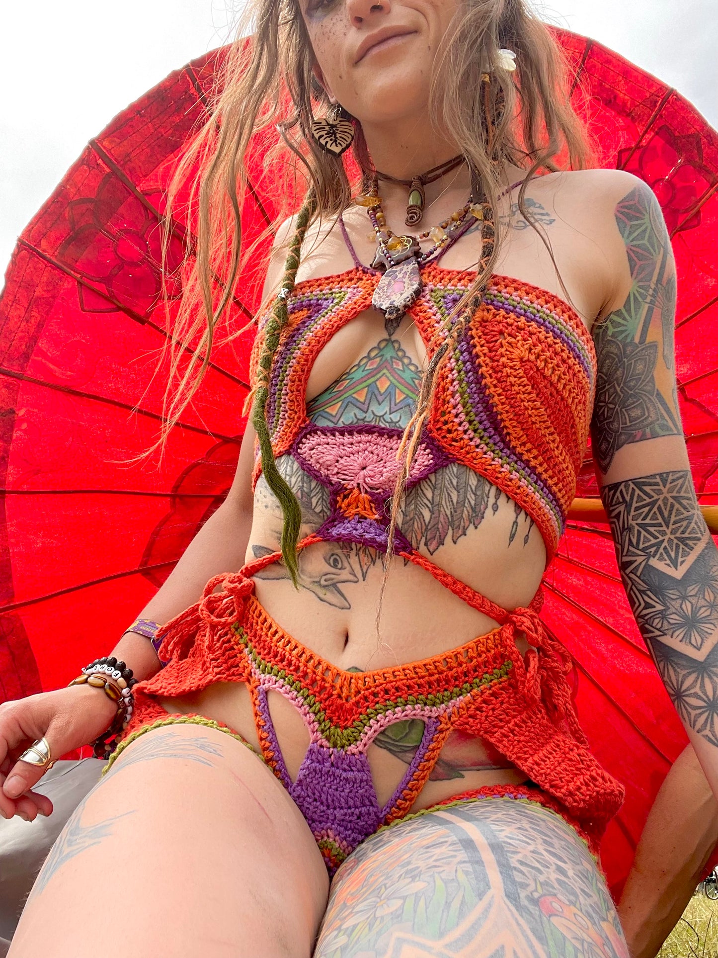 The Peekabooty Forest Fairy Chaps Outfit - DIY Crochet Festival Outfit PDF Pattern Set