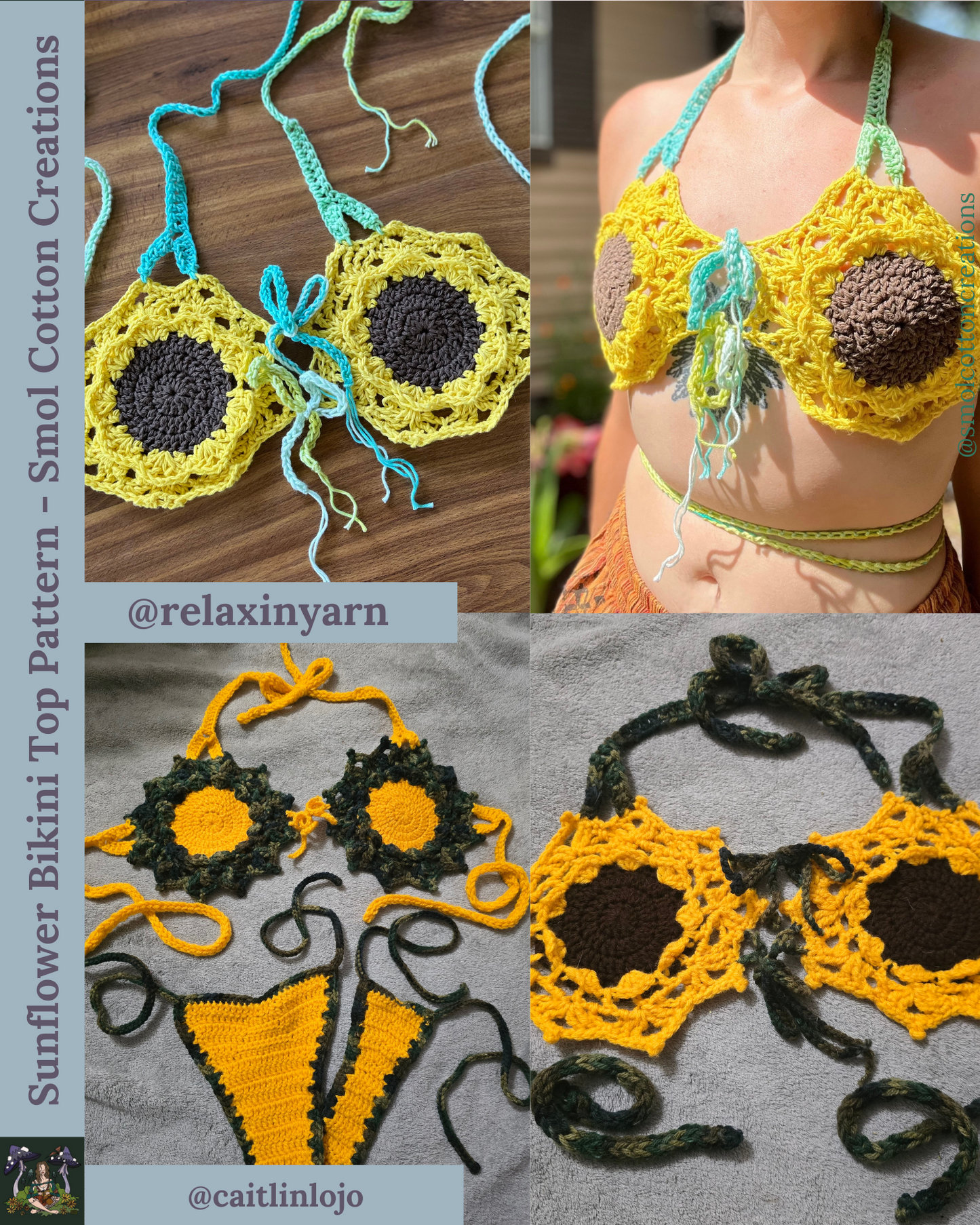Sunflower Bikini Top - DIY Crochet Festival Top PDF Pattern