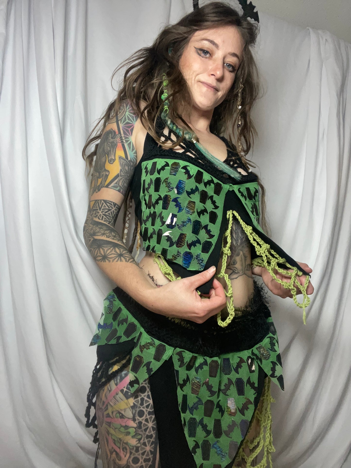 Grunge Fairy Outfit - Organic Crochet Ravewear Alternative Festival Set