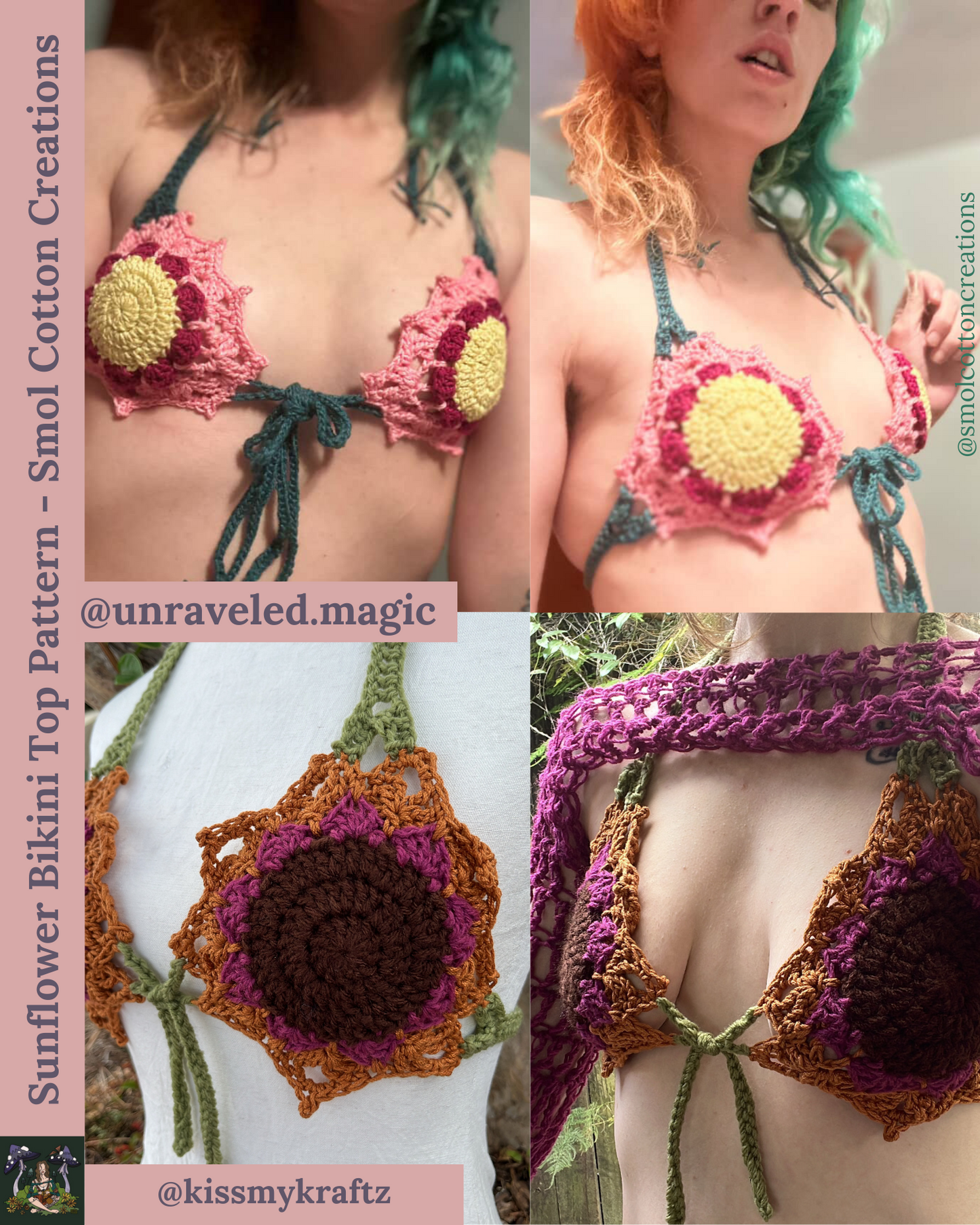Sunflower Bikini Top - DIY Crochet Festival Top PDF Pattern