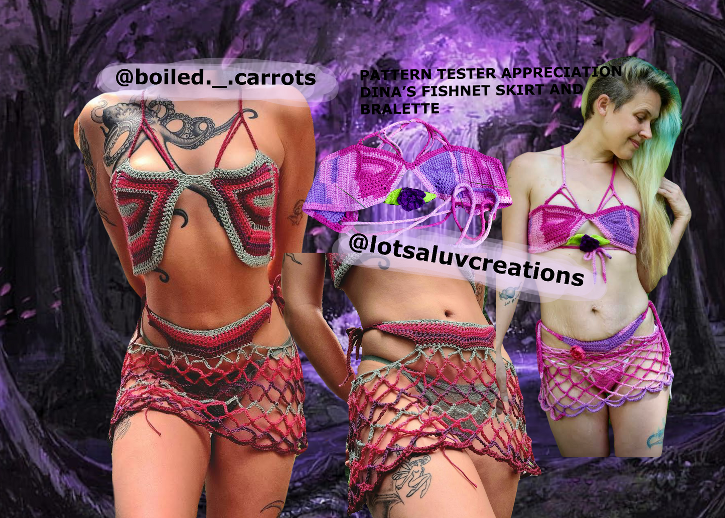 Dina’s Bralette and Fishnet Skirt - DIY Crochet Festival Outfit PDF Pattern Set