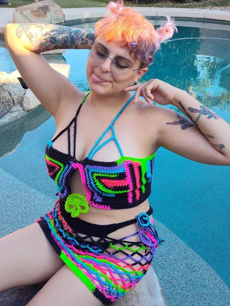 Dina’s Bralette and Fishnet Skirt - DIY Crochet Festival Outfit PDF Pattern Set