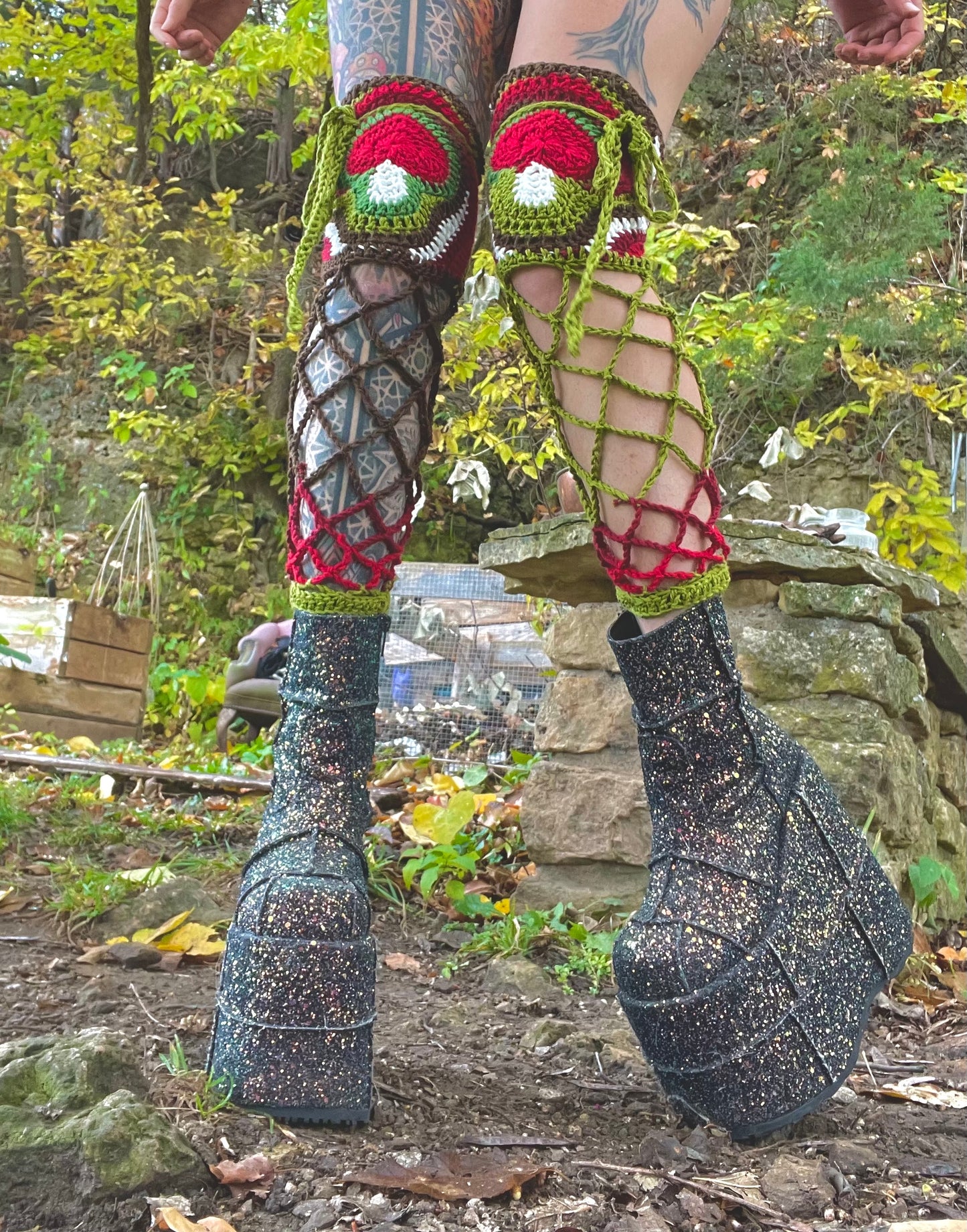 Mushroom Fae Leg Warmers - DIY Crochet Festival Leg Warmers PDF and Video Pattern