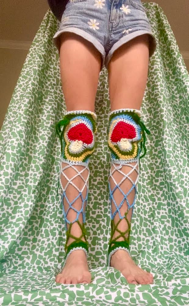 Mushroom Fae Leg Warmers - DIY Crochet Festival Leg Warmers PDF and Video Pattern