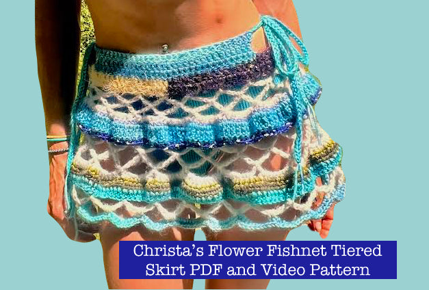 Christa’s Flower Fishnet Tiered Skirt - DIY Crochet Festival Fairycore Skirt PDF Pattern
