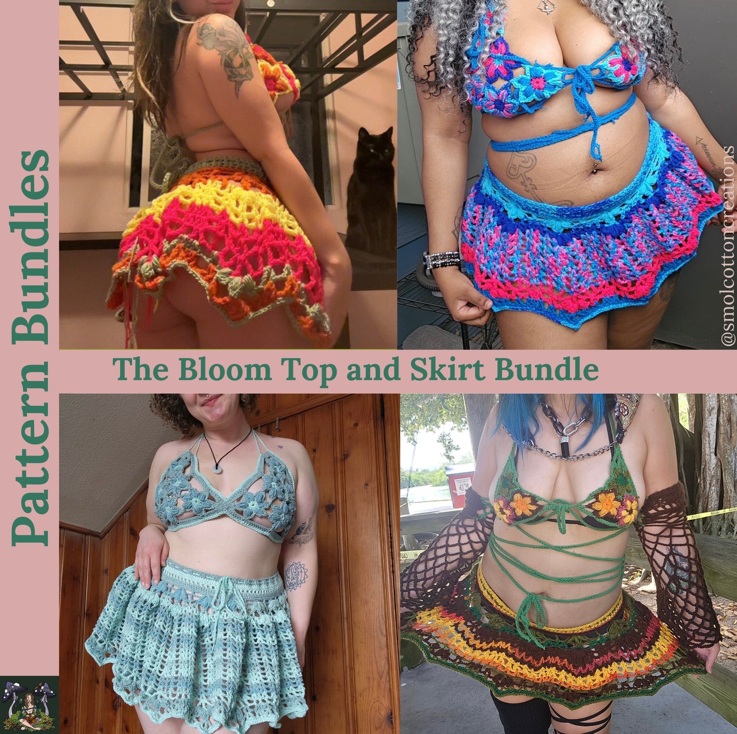 The Bloom Flower Top and Skirt - DIY Crochet Festival Outfit PDF Pattern Bundle