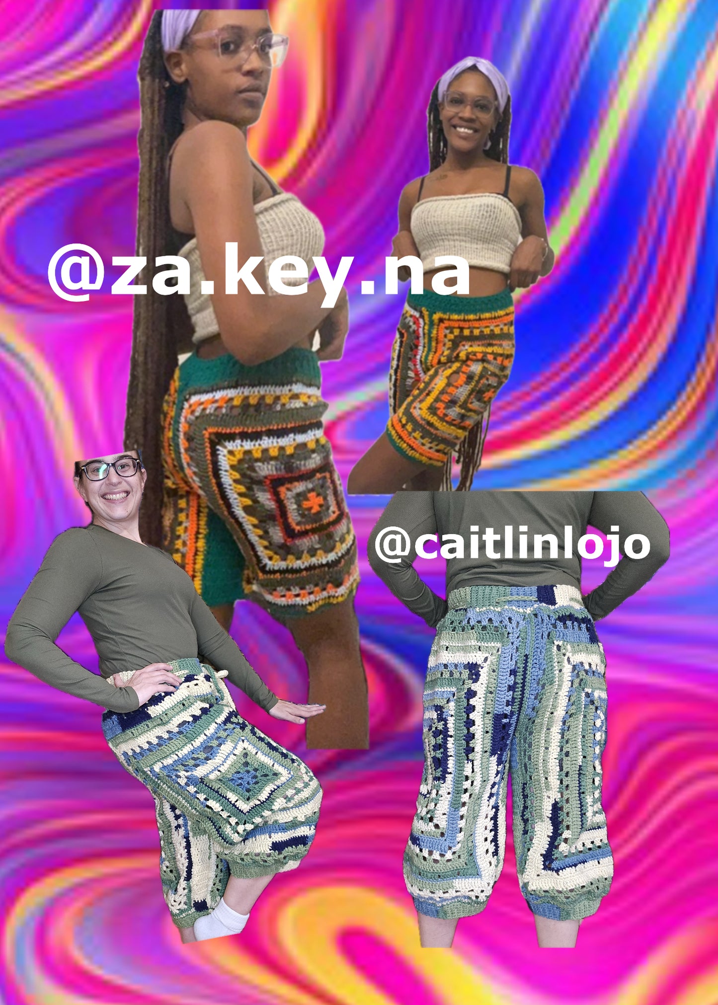 Psychedelic Shorts - DIY Crochet Unisex Festival Shorts PDF Pattern