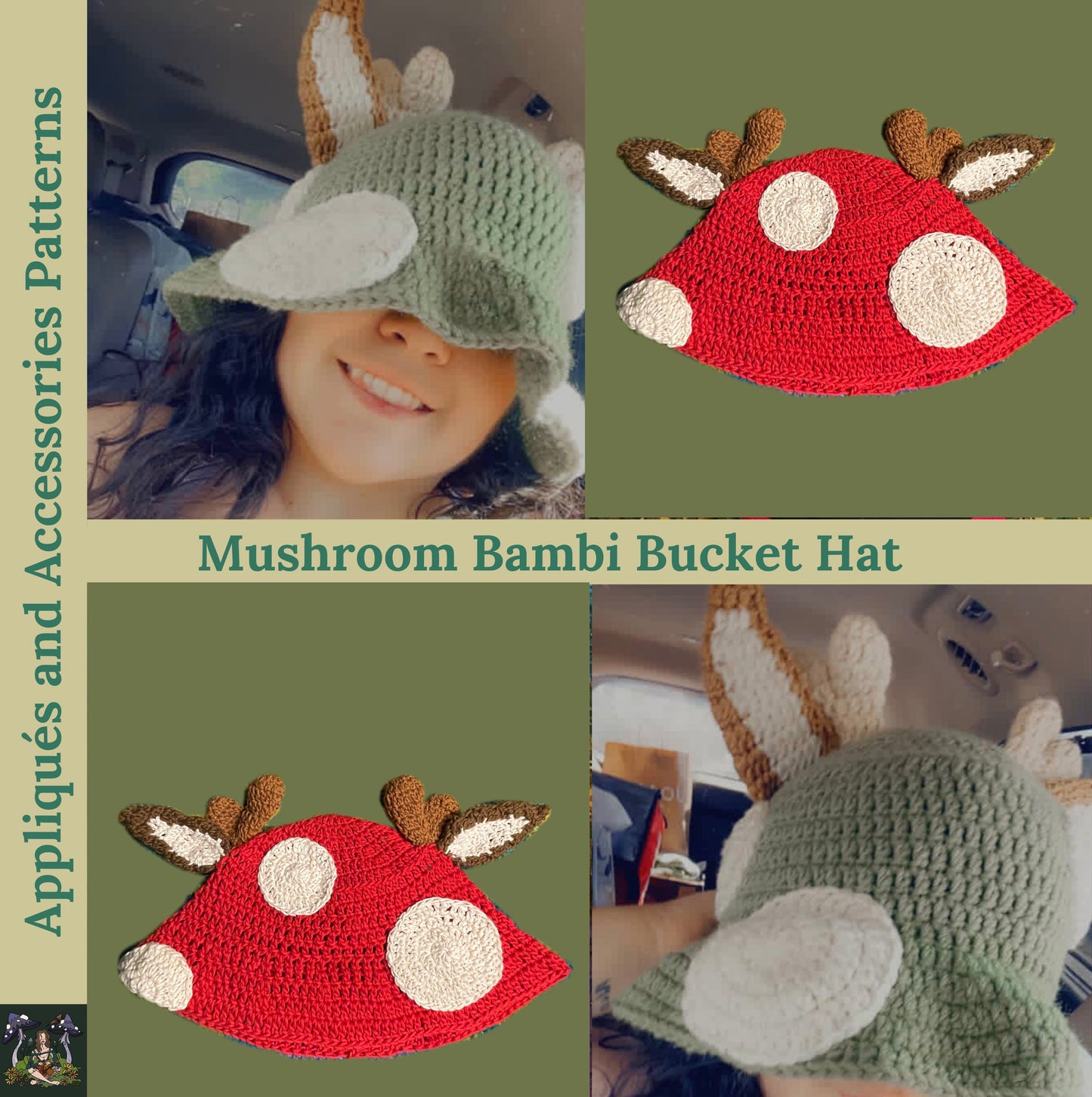 Mushroom Bambi Bucket Hat - DIY Crochet Festival Bucket Hat PDF Pattern