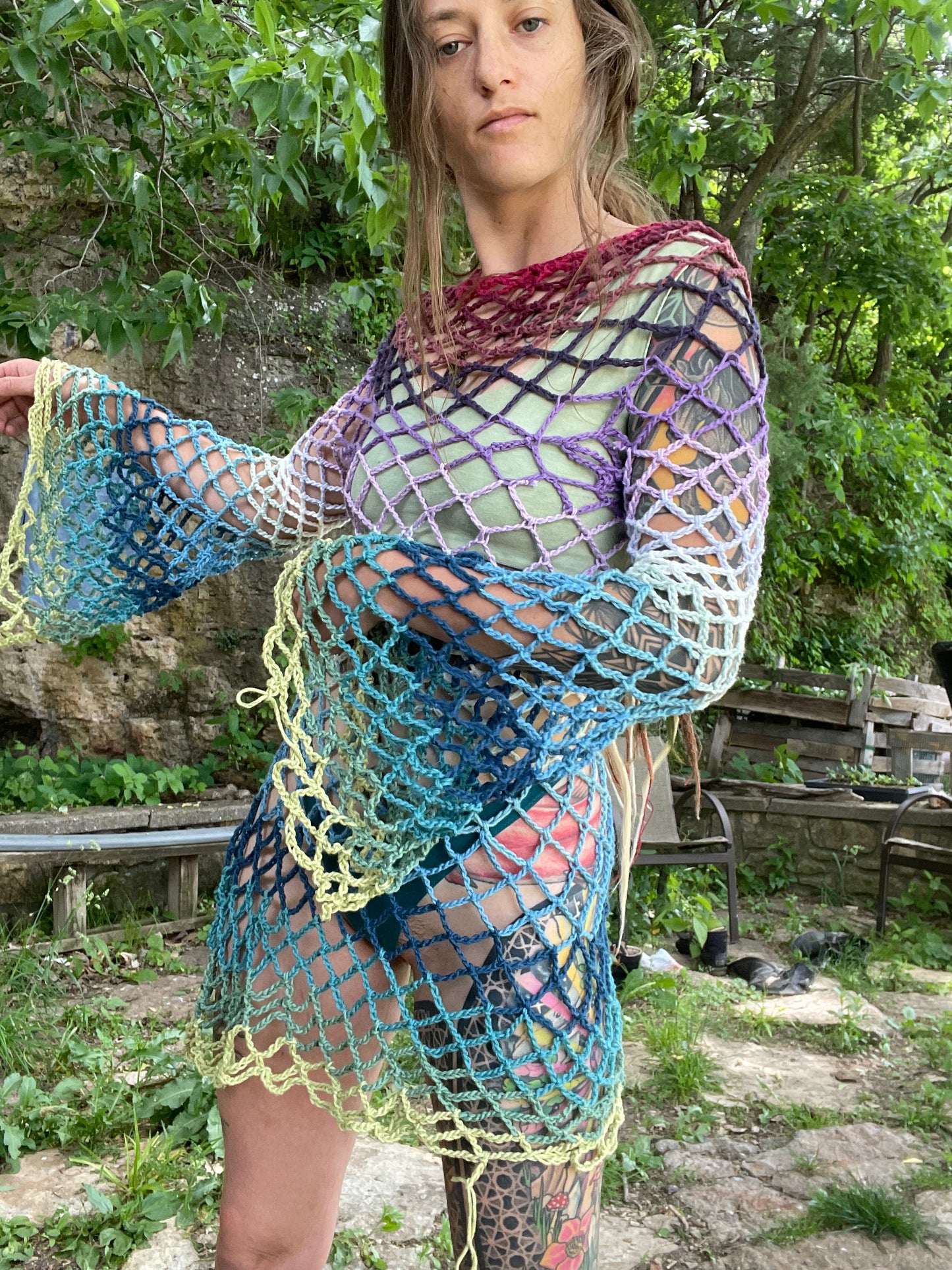 XS Fairy Mesh Bell Sleeves Dresso