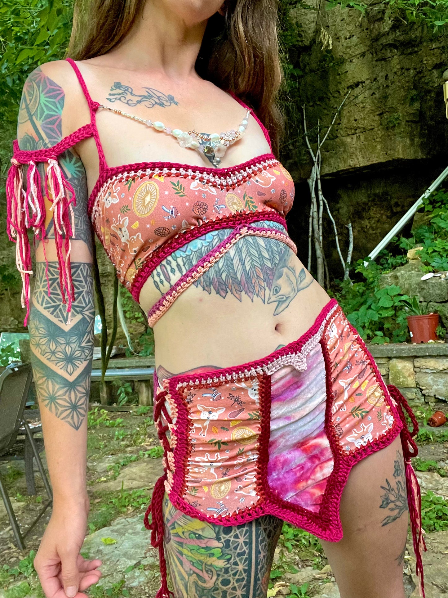 Awakened Damsel Mixed Media Top and Skirt Set (M)
