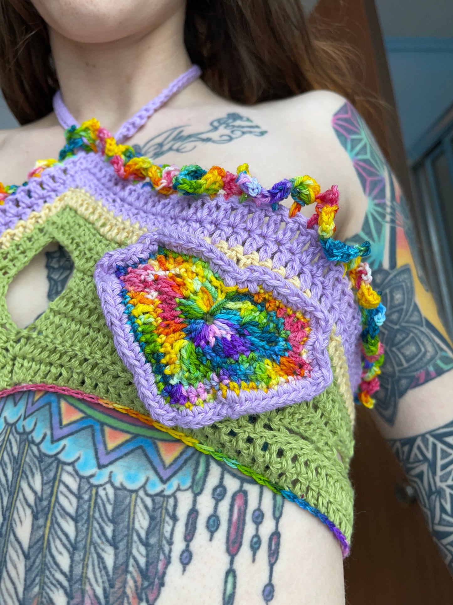 Psychadelic Ruffle Heart Top