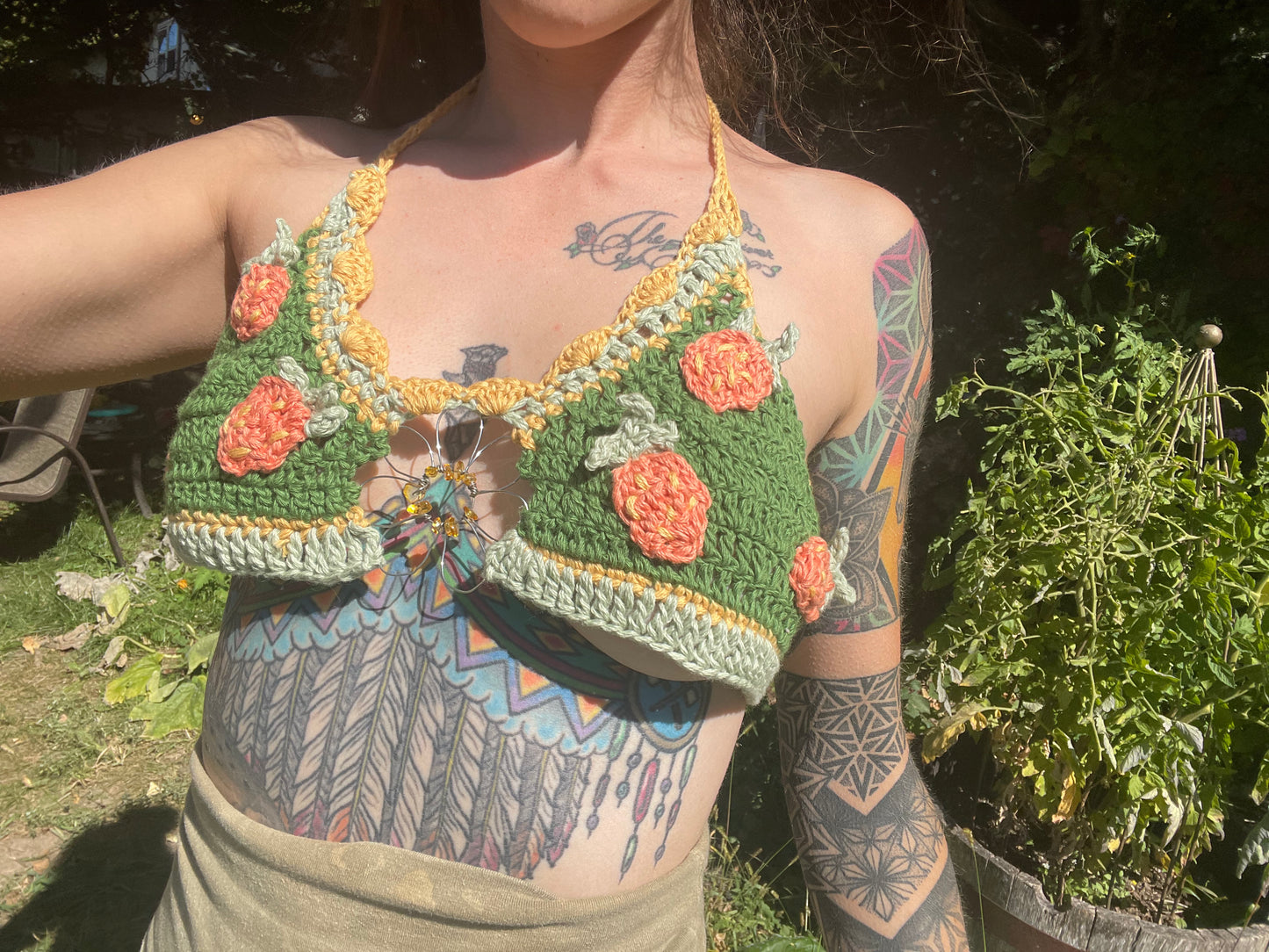 Strawberry Bloom Bikini Top