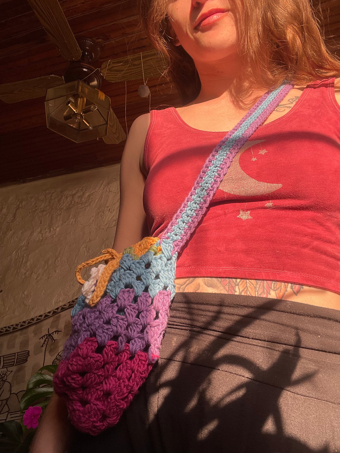 Drawstring Festival Lightweight Over the Shoulder Bag