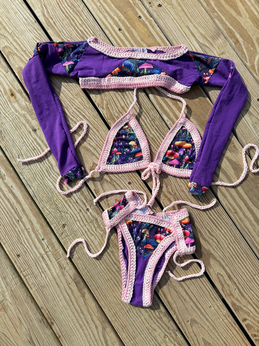 Mushroom Fabrix X Crochet Bikini and Sleeves 3P Set (XS/SM)