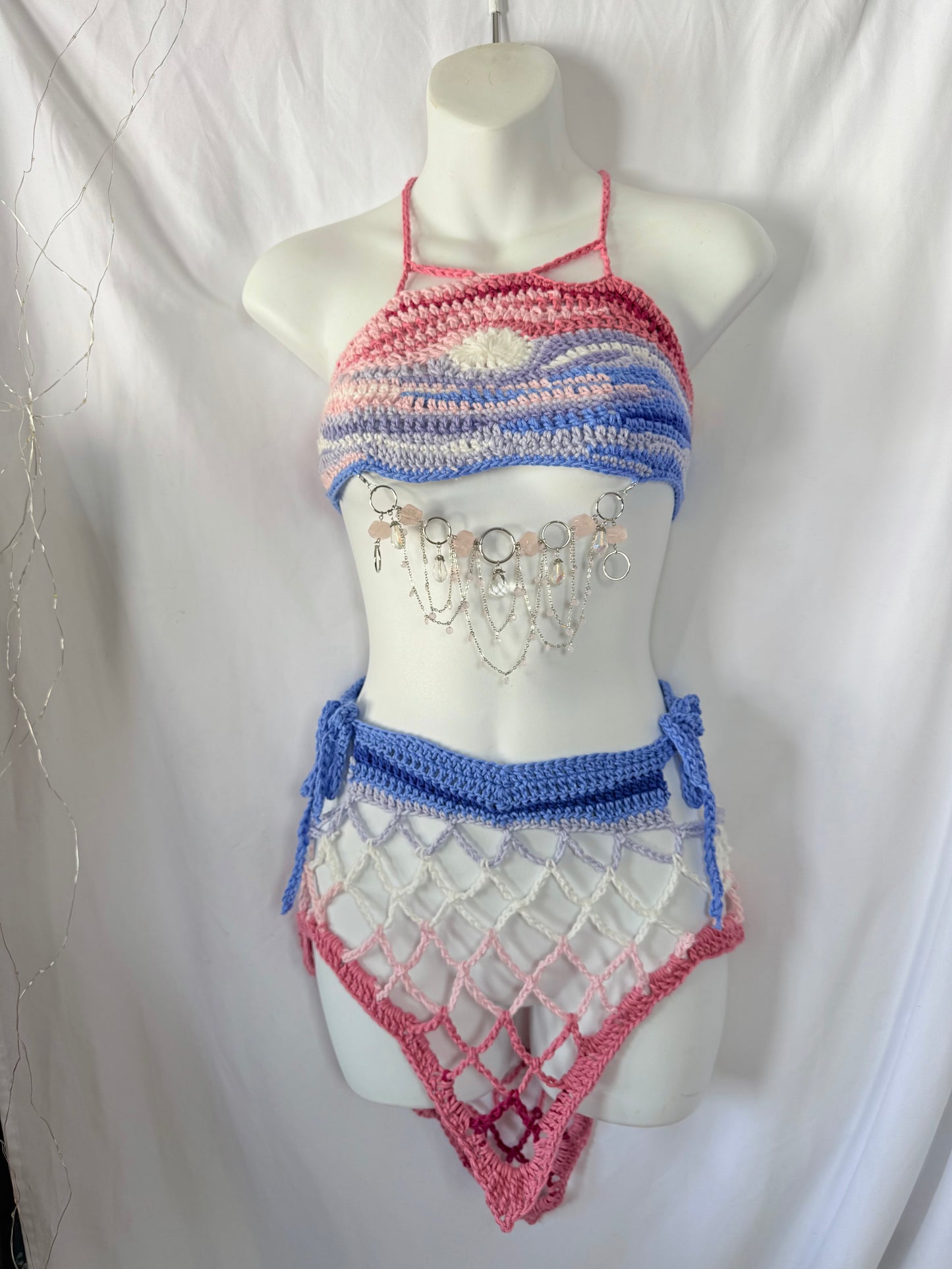 Handmade crochet festival outfit in organic cotton.