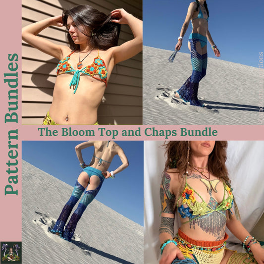 The Bloom Flower Top and Chaps - DIY Crochet Festival Outfit PDF Pattern Bundle